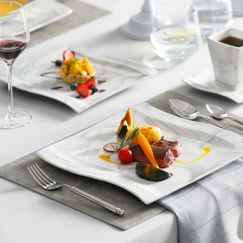 MALACASA FLORA Marble Porcelain Dinnerware