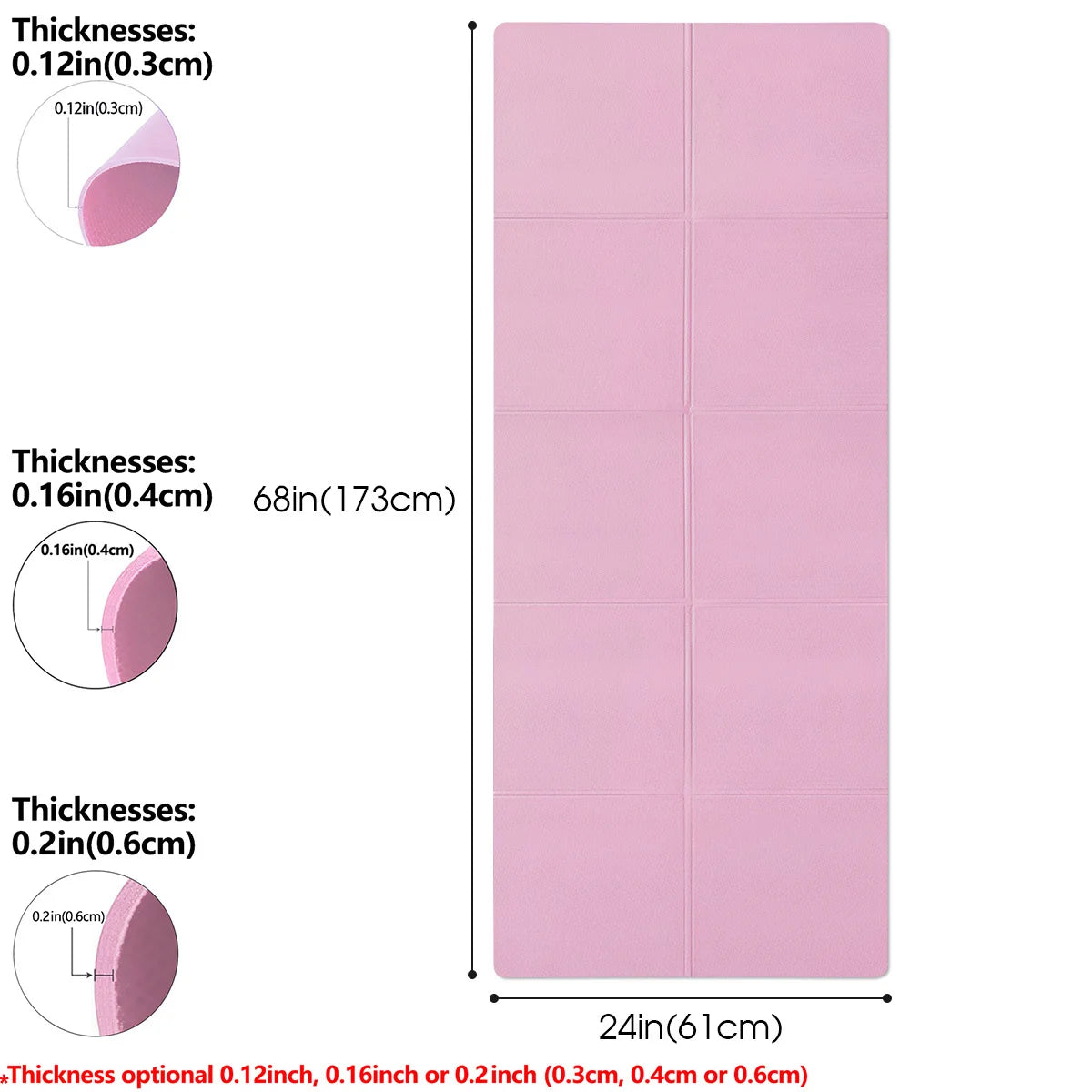 Pink Foldable Yoga Mat