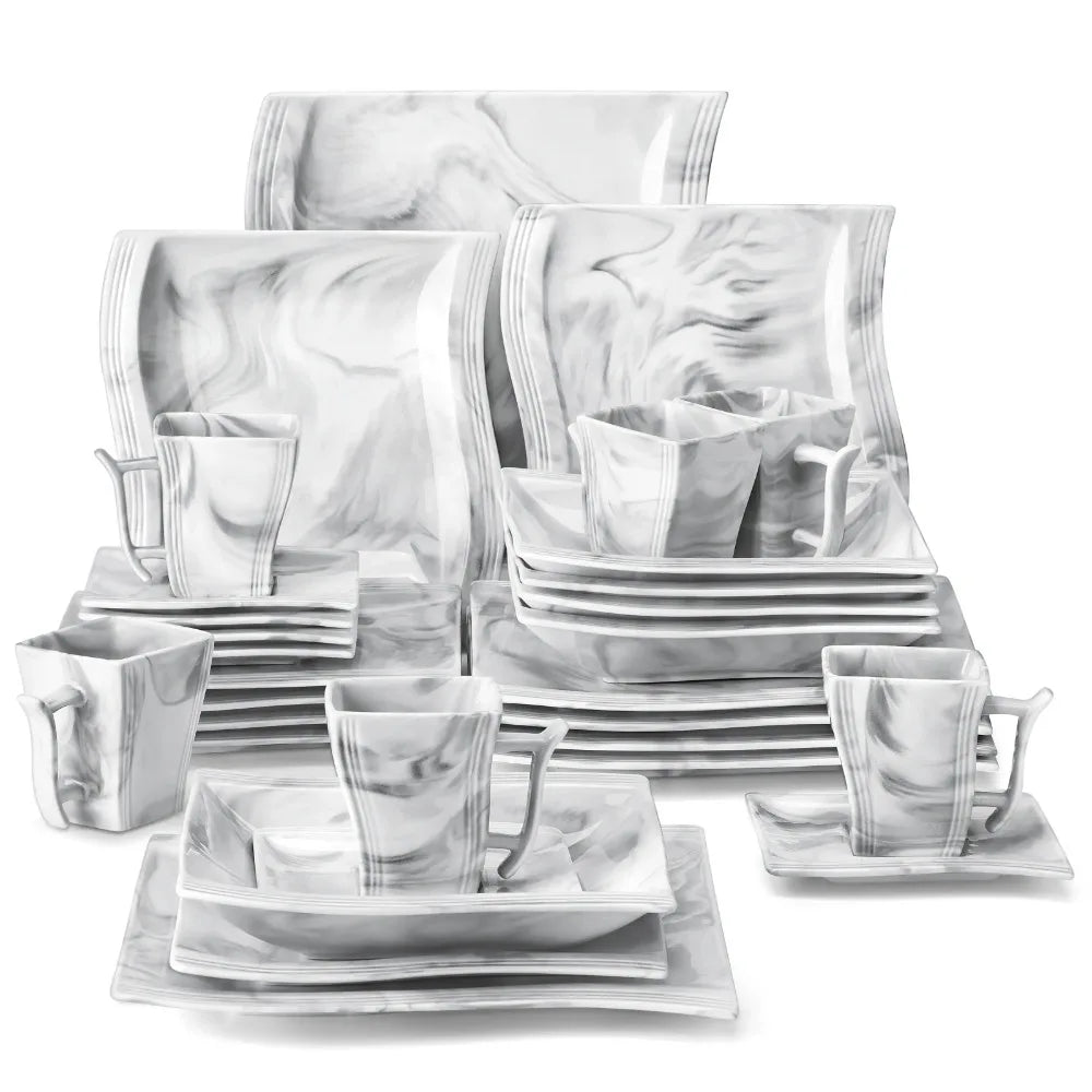 MALACASA FLORA Marble Porcelain Dinnerware