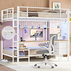 Metal Full Size Loft Bed with Twin Over Full