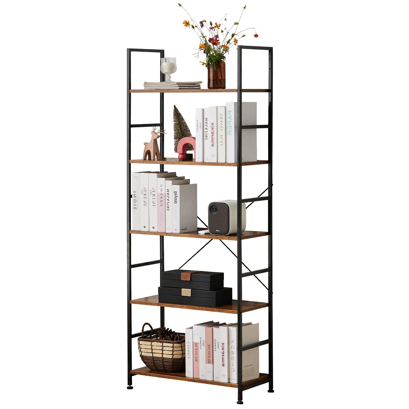 JHK 5 Tier Bookcase Bookshelf