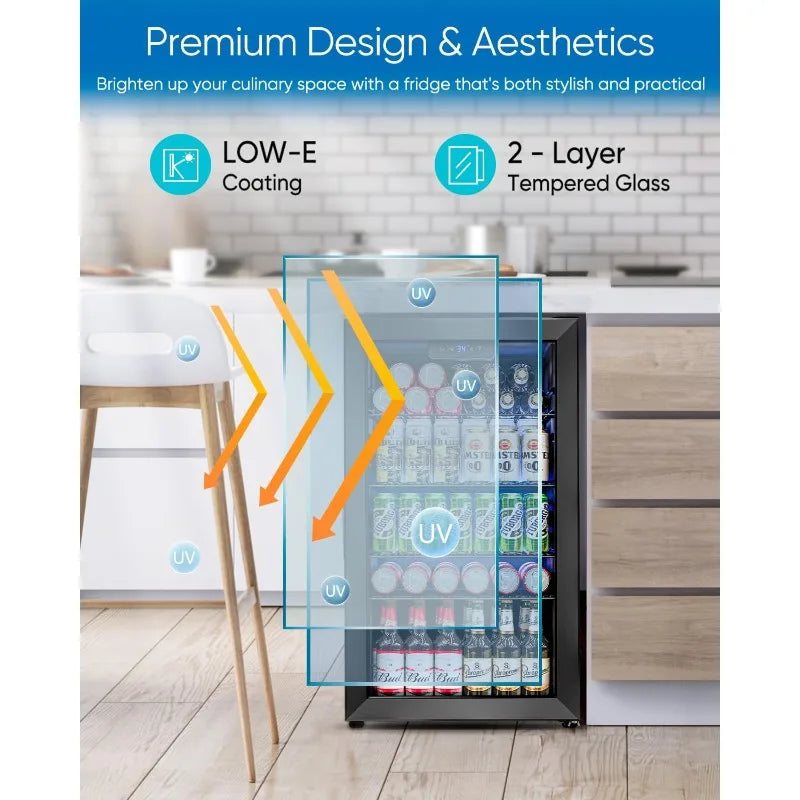 3.2 Cu. Ft Mini Fridge with Glass Door