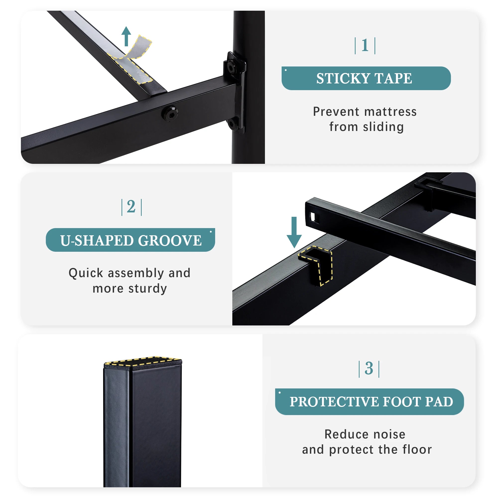 HOOMIC 14 Inch Metal Platform Bed Frame
