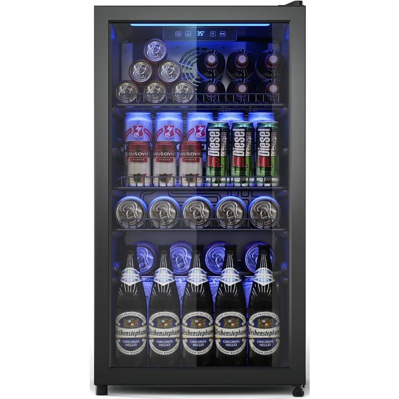 130 Can Mini Fridge With Glass Door