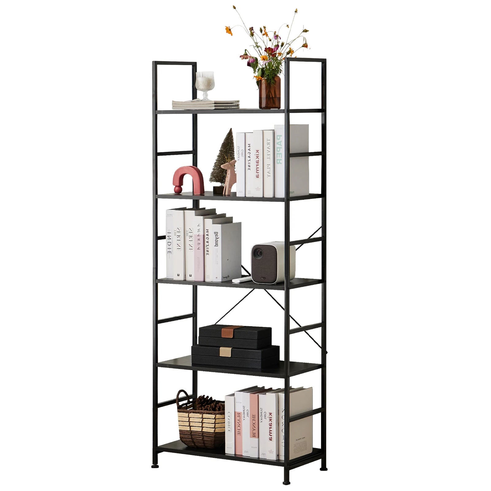 JHK 5 Tier Bookcase Bookshelf