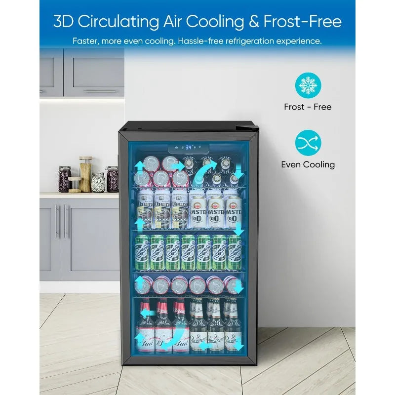 3.2 Cu. Ft Mini Fridge with Glass Door