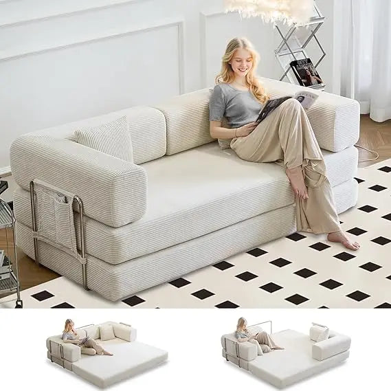 King Size Fold Out Corduroy Sofa Bed