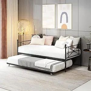 Premium Steel Slat Daybed Sofa Bed with Trundle