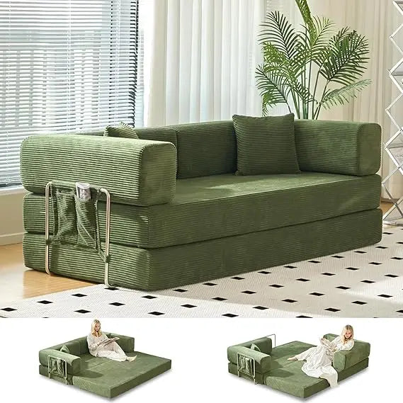 King Size Fold Out Corduroy Sofa Bed
