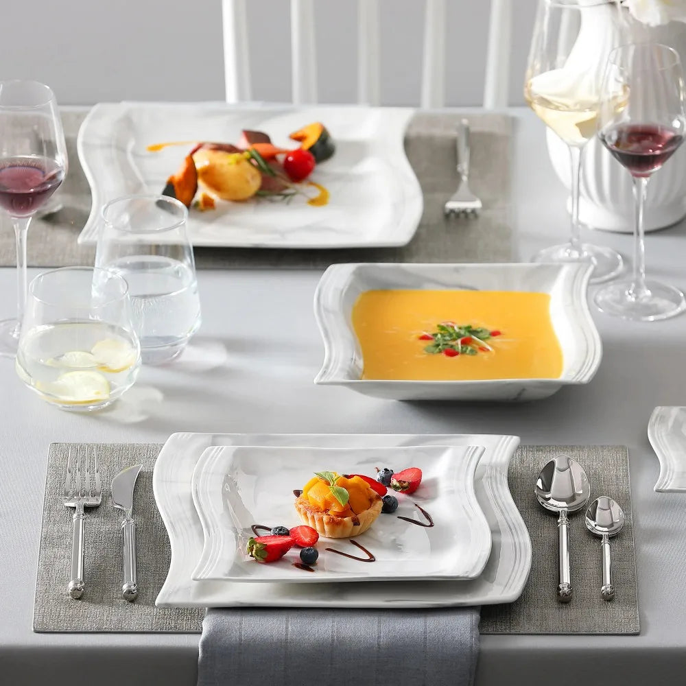 MALACASA FLORA Marble Porcelain Dinnerware