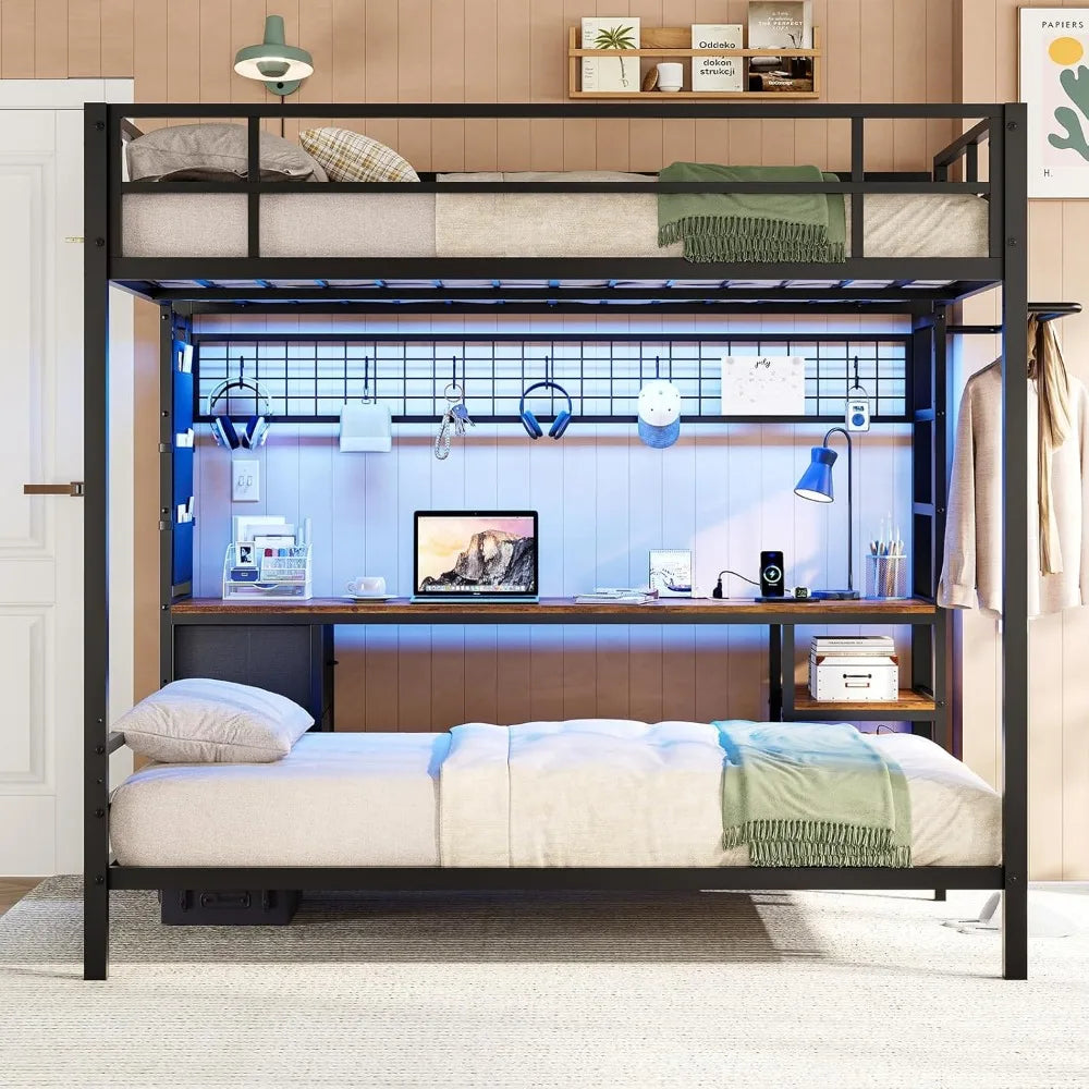 Metal Full Size Loft Bed with Twin Over Full