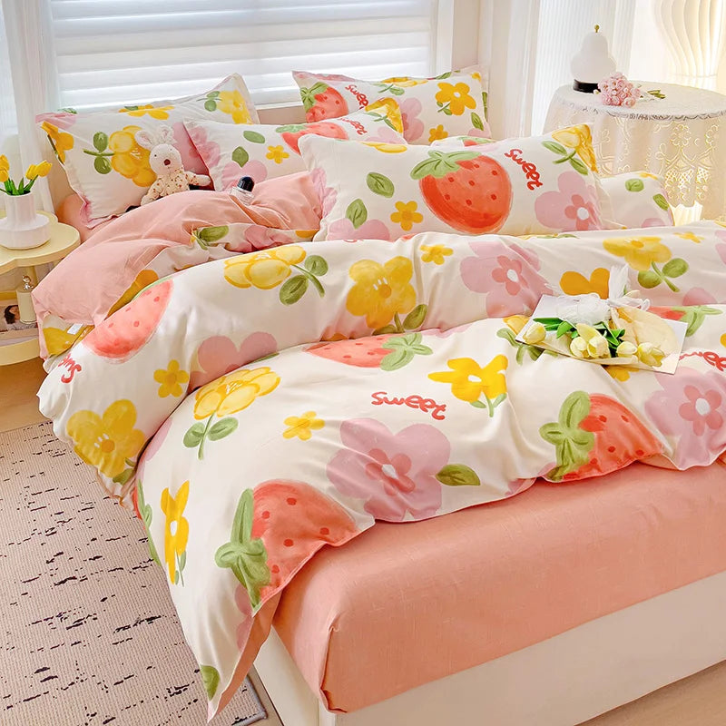 4pcs, 100% cotton bedding set