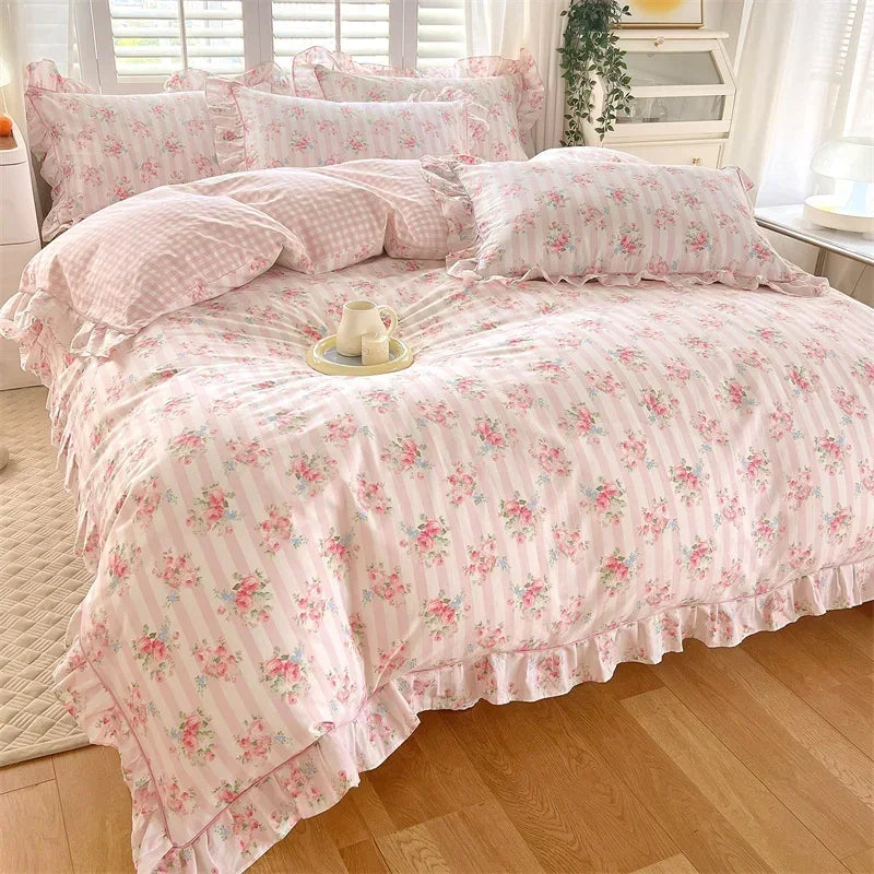 New Ruffles 100% Cotton Duvet Cover Set or Single Duvet Covers