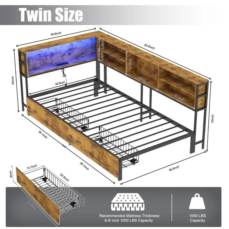 Twin Daybed Frame with Storage