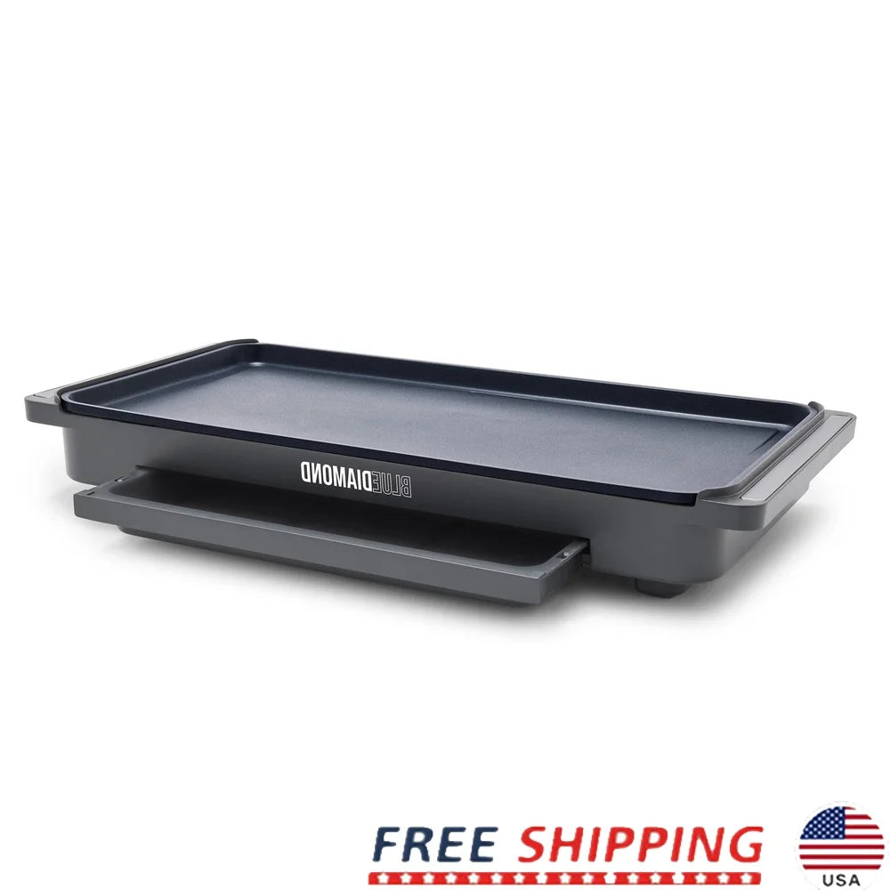 XL Electric Ceramic Nonstick Griddle with Warming Tray