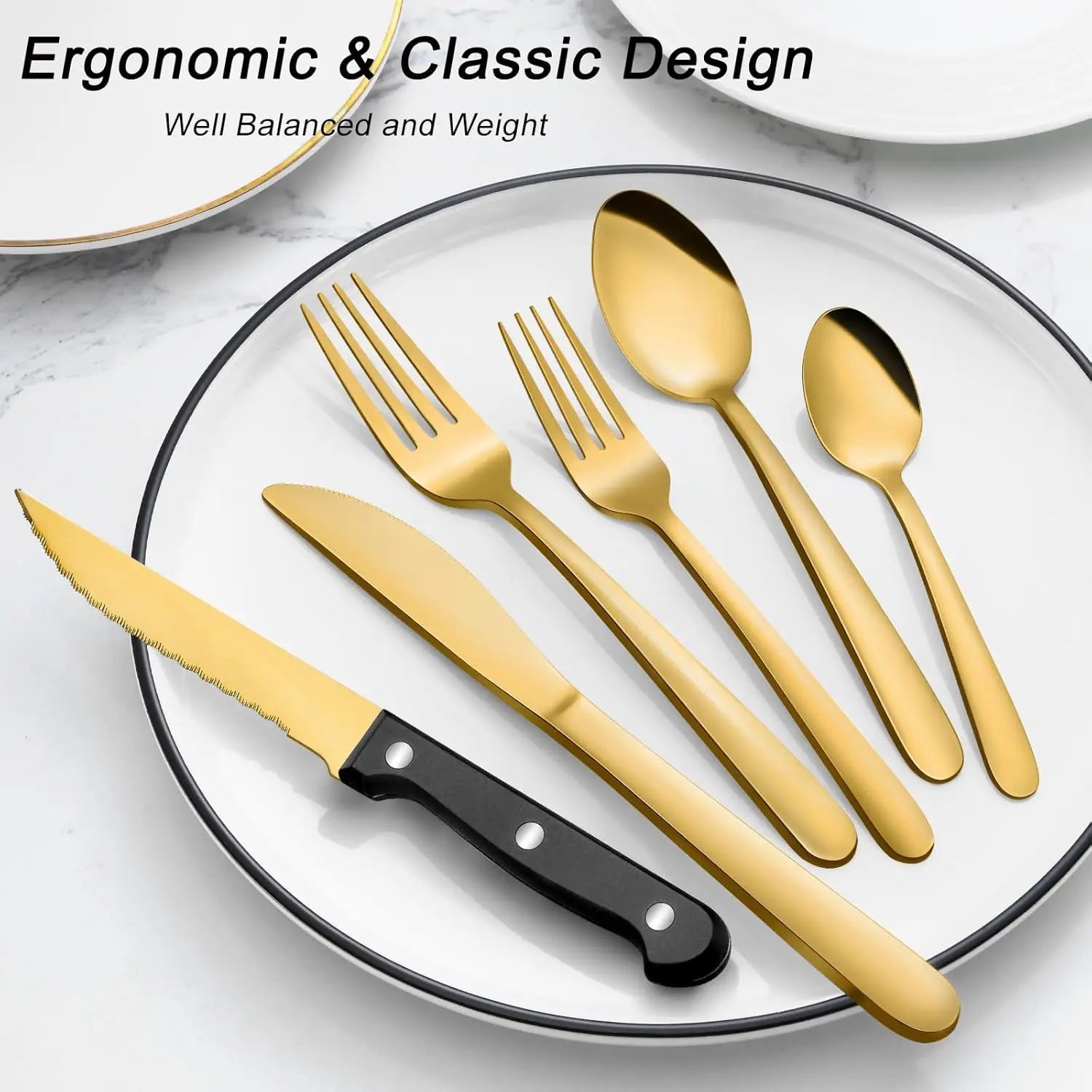 72-Pcs Gold Silverware Sets