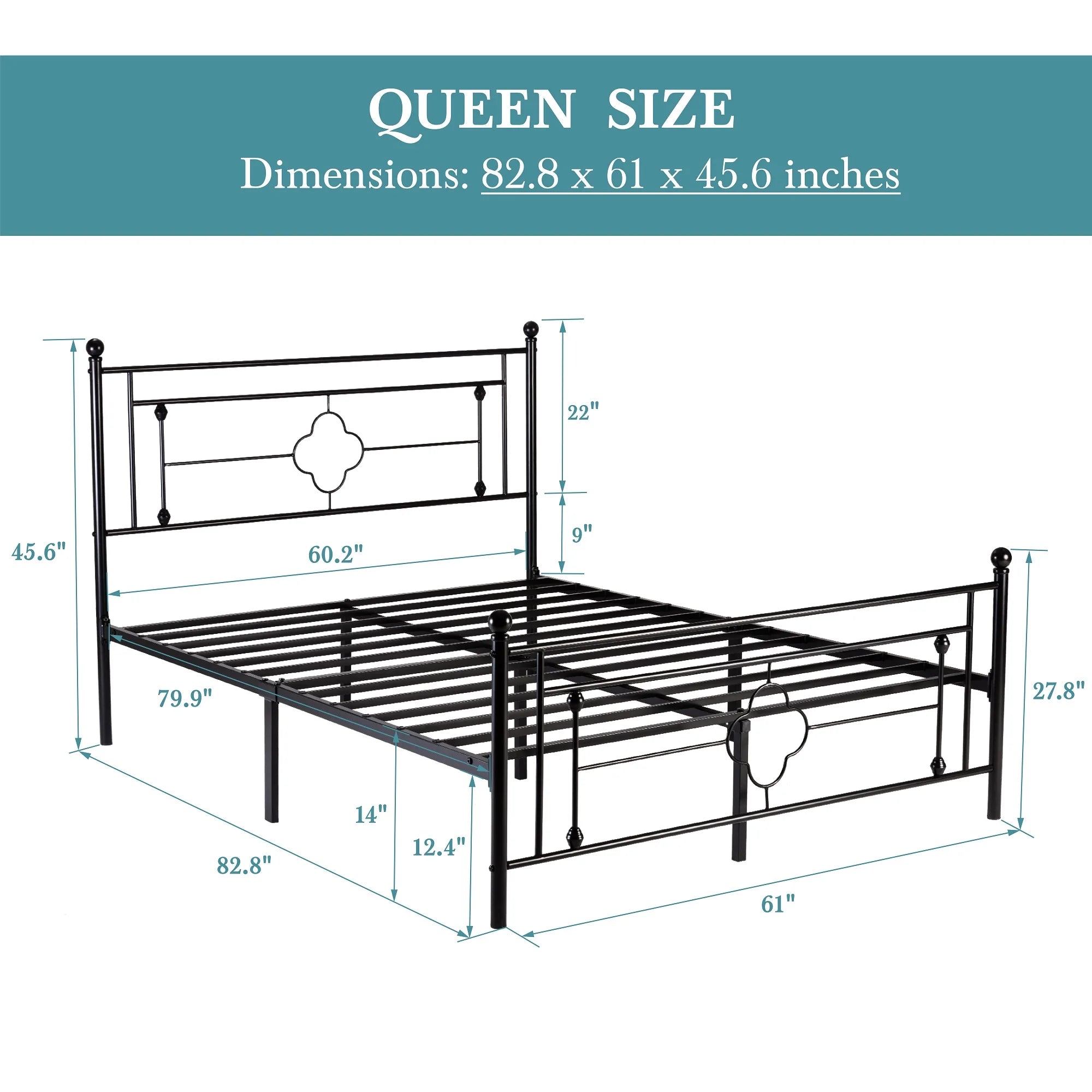 HOOMIC 14 Inch Metal Platform Bed Frame