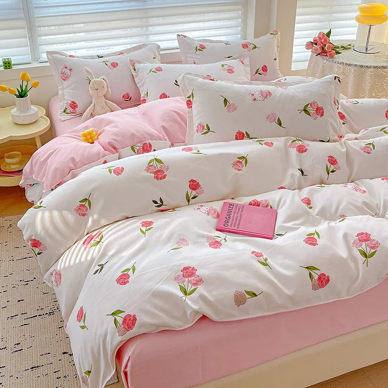 4pcs, 100% cotton bedding set