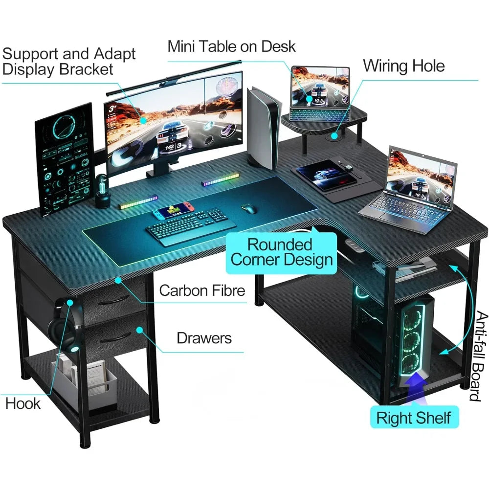 "Gaming Desk with Drawers,