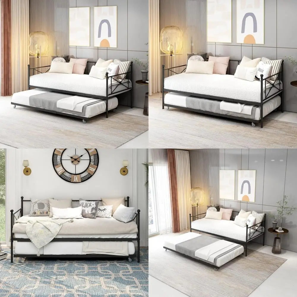 Premium Steel Slat Daybed Sofa Bed with Trundle