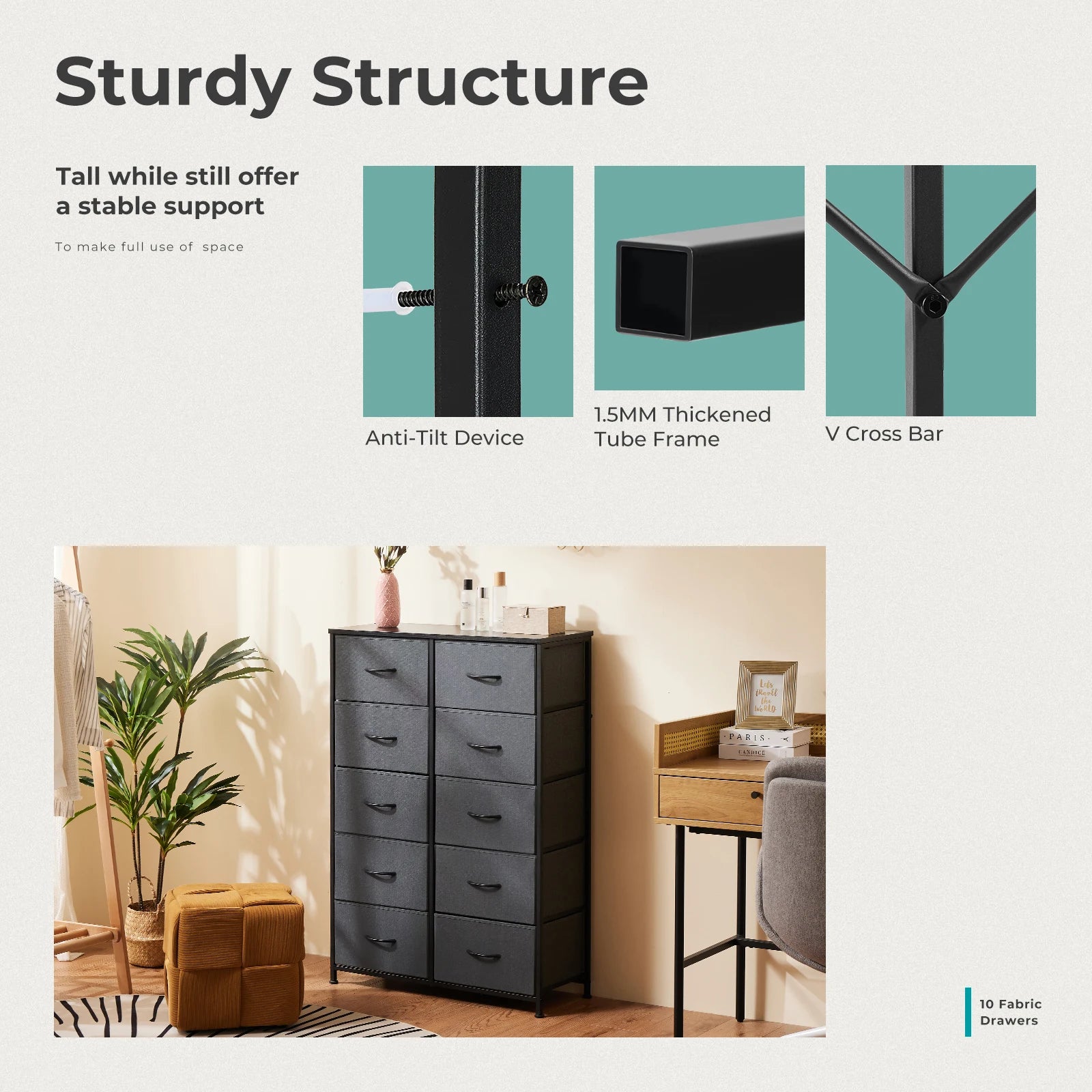 JHK Bedside Table For Bedroom