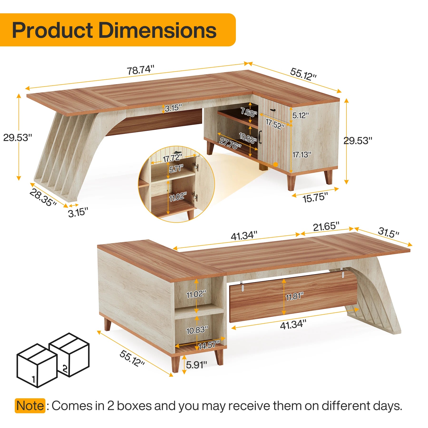Tribesigns 78" Large L-Shaped Executive Desk