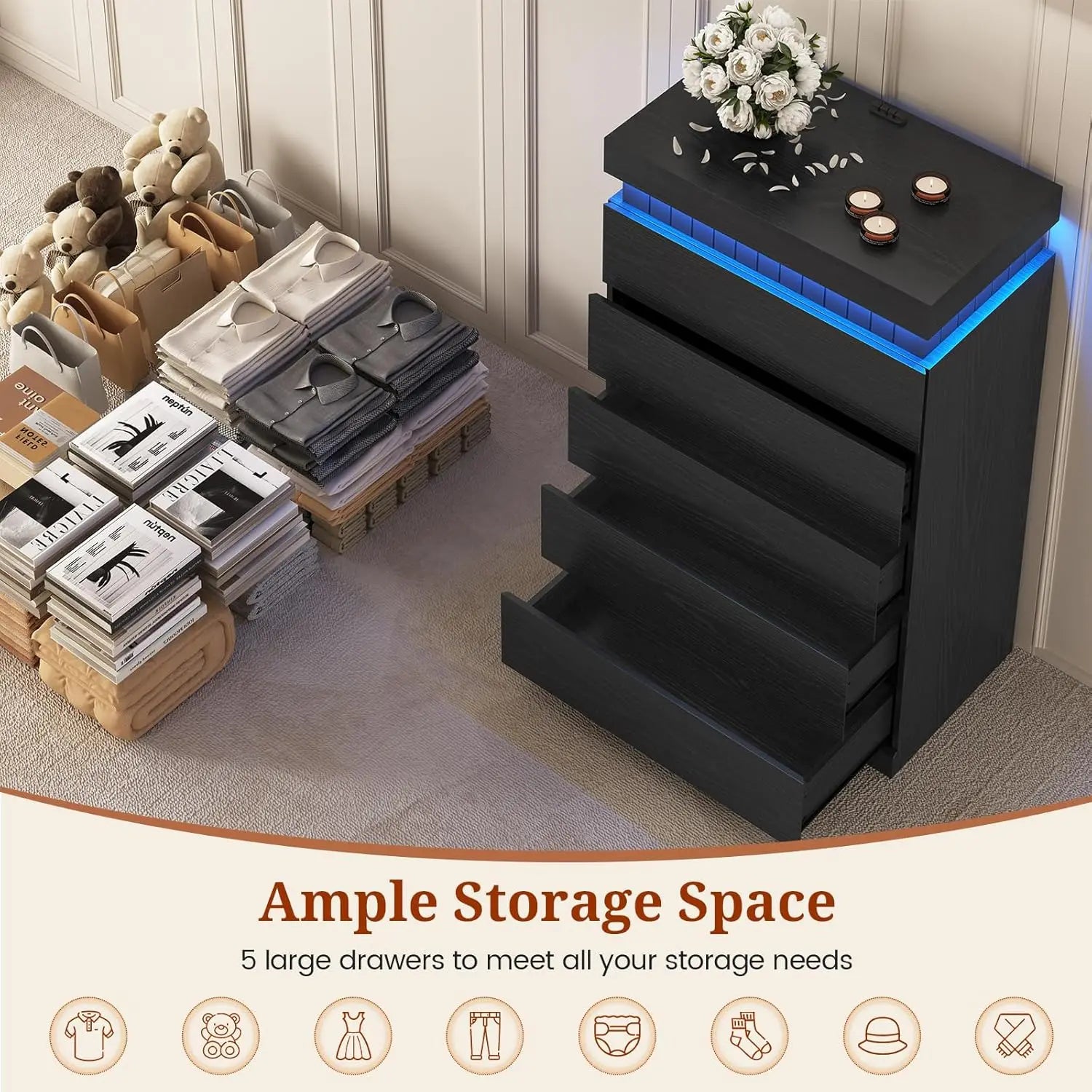 Tall Black Dresser for Bedroom