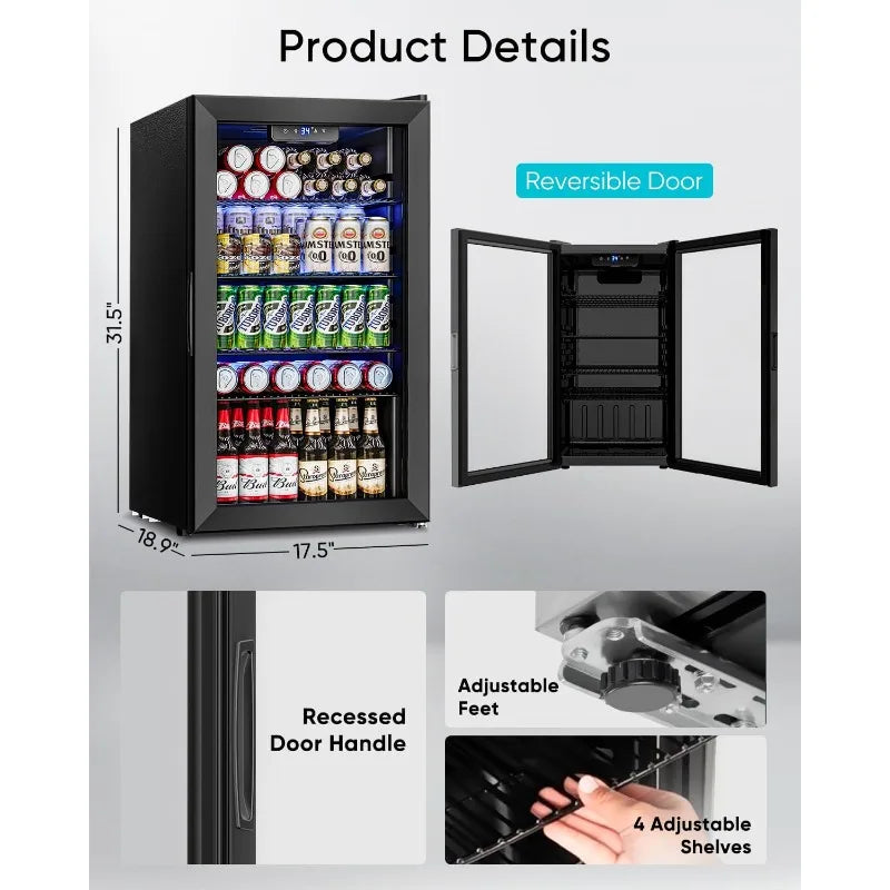 3.2 Cu. Ft Mini Fridge with Glass Door