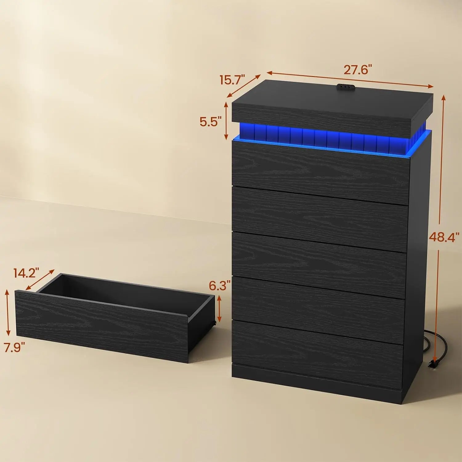 Tall Black Dresser for Bedroom