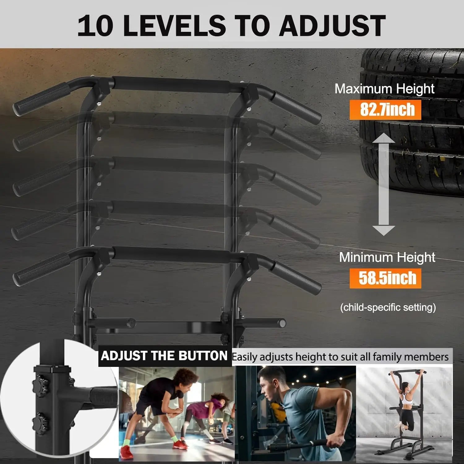 Adjustable Power Tower Pull-Up Rack