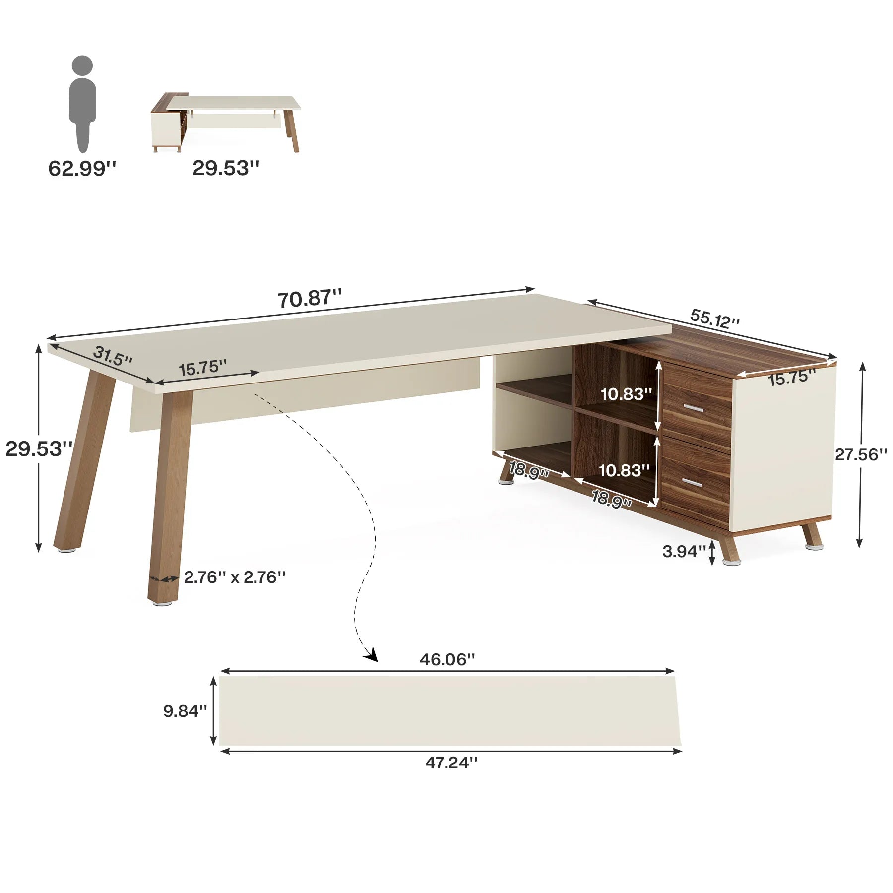 Tribesigns 78.7-Inch Executive Desk