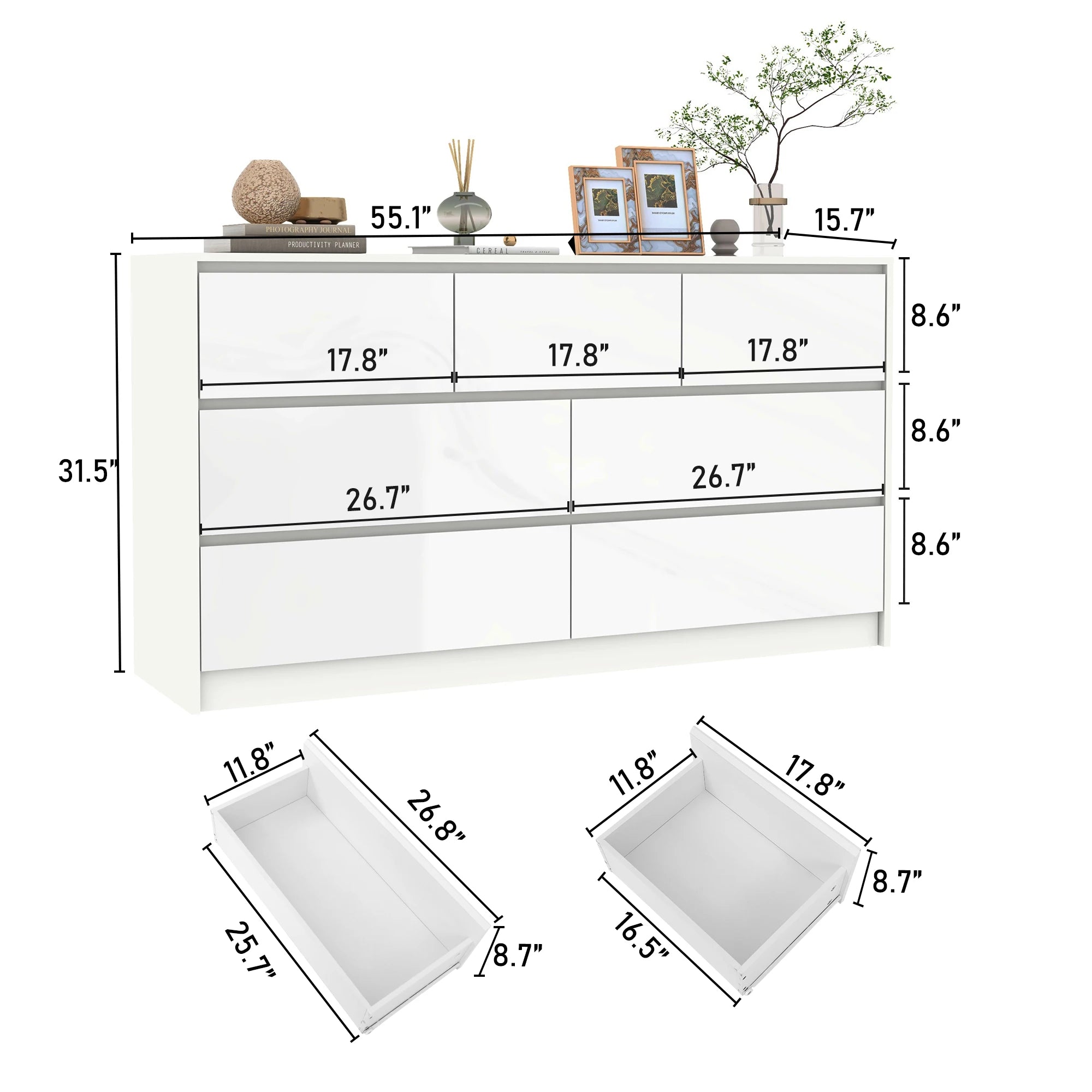 7 Drawer Dresser for Bedroom