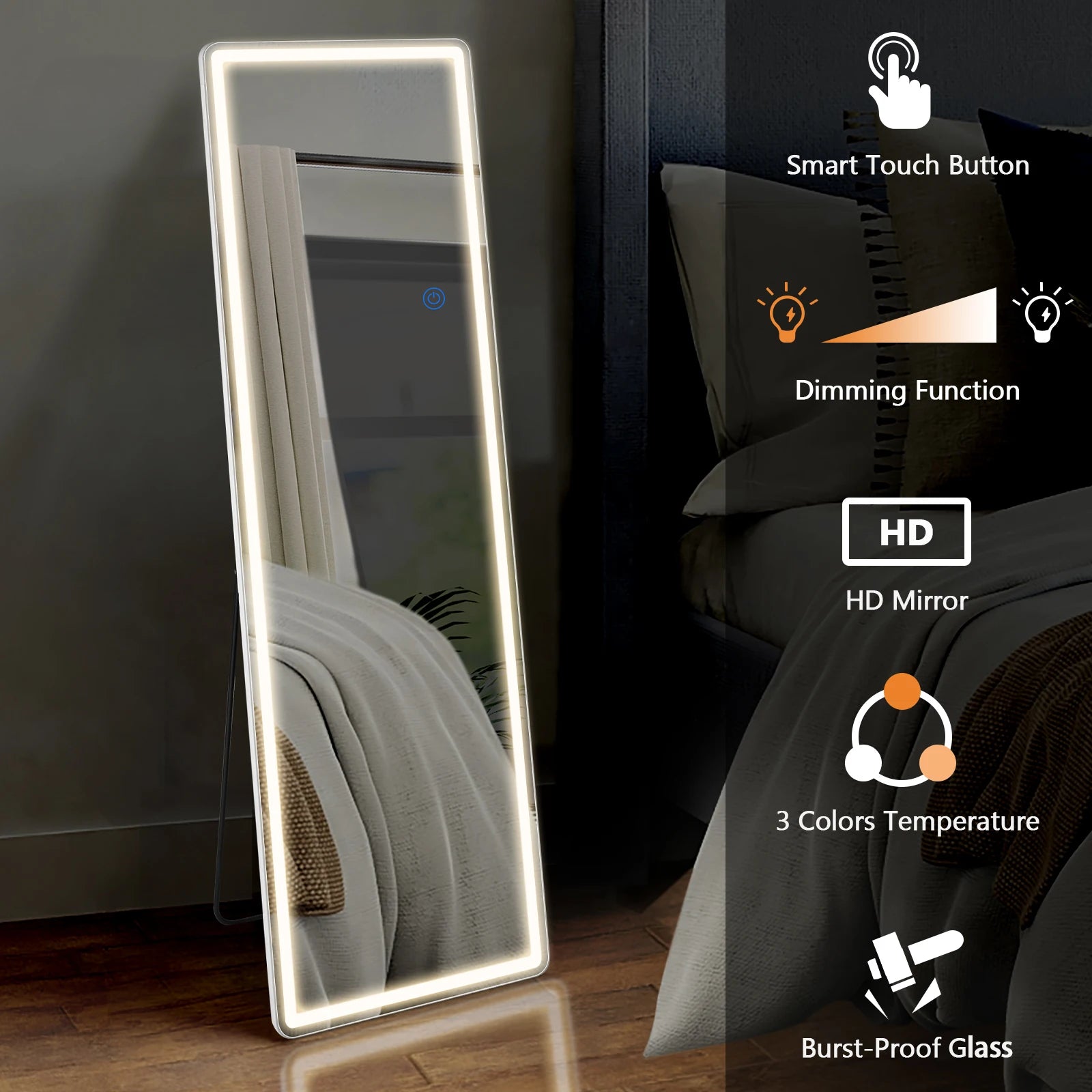 JHK Led 64"x21" Full Length Mirror