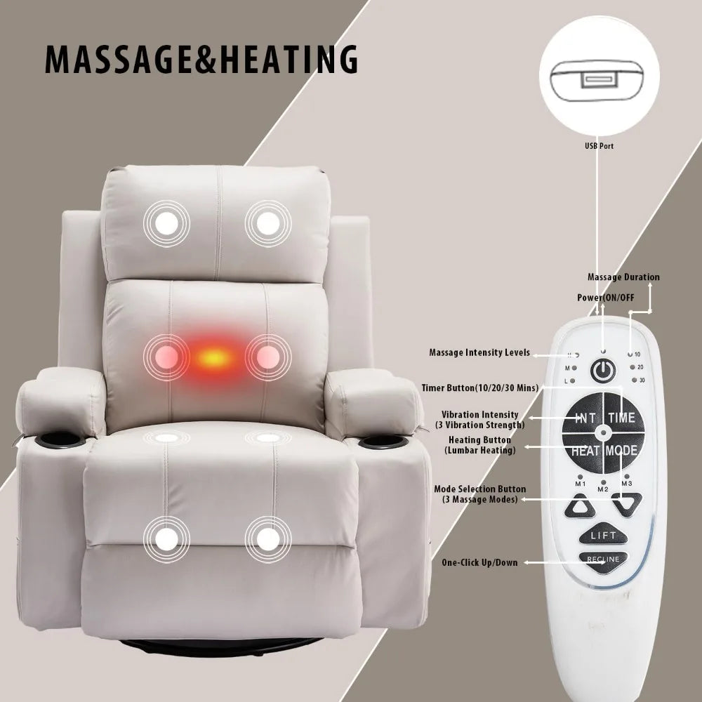 Overstuffed Electric Massage Recliner