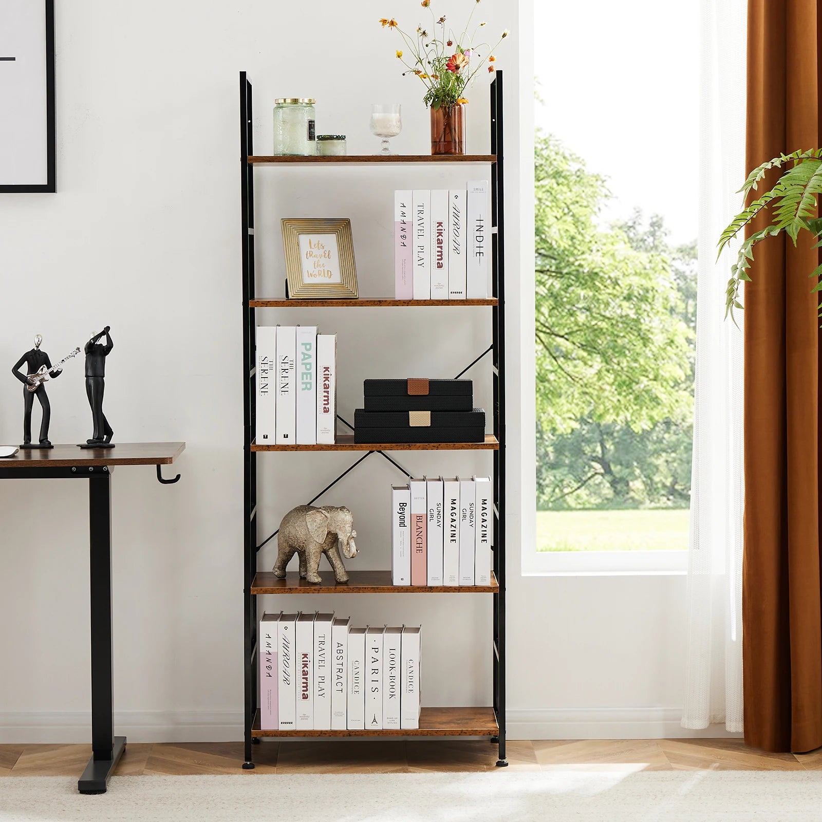 JHK 5 Tier Bookcase Bookshelf