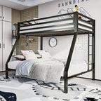Twin Over Full Metal Loft Bunk Bed with Safety Rail and Ladder