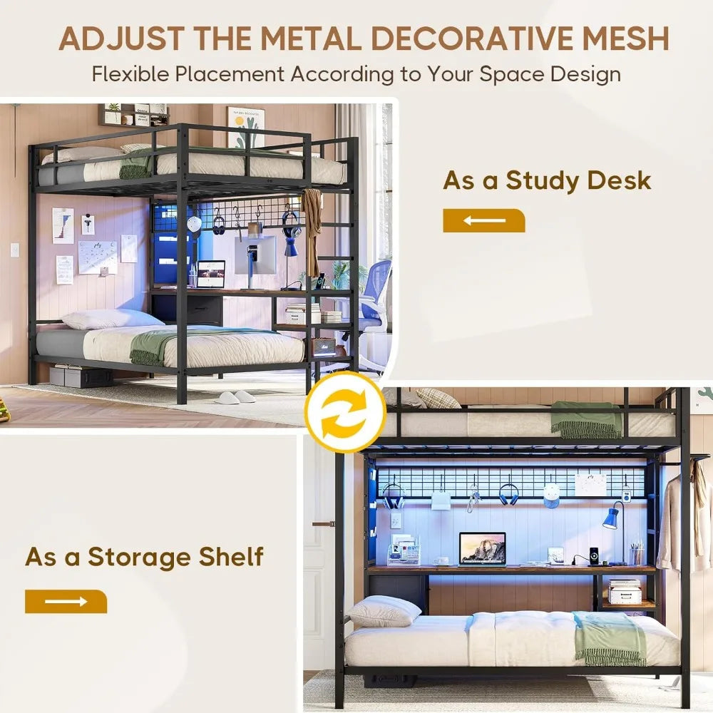 Metal Full Size Loft Bed with Twin Over Full