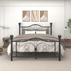 Metal Platform Bed Frame with Headboard and Footboard