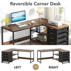 Tribesigns L Shaped Computer Desk with Storage Drawers
