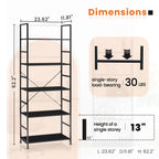 JHK 5 Tier Bookcase Bookshelf