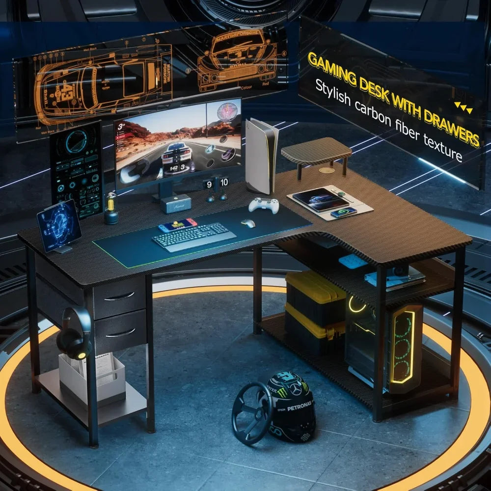 "Gaming Desk with Drawers,