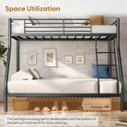 Twin Over Full Metal Bunk Beds with Ladder and Guardrail