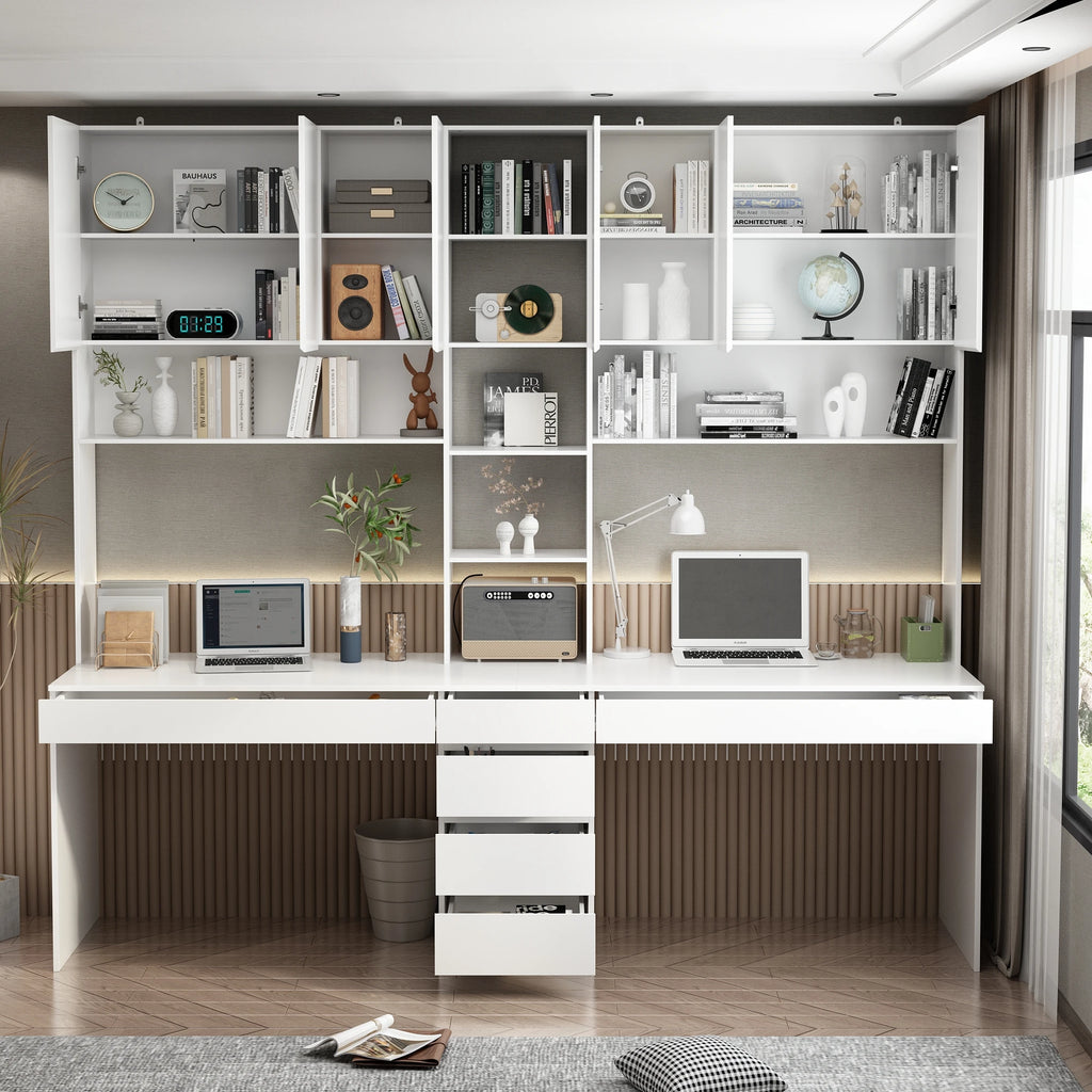 FUFU&GAGA Large Computer Desk with Bookshelves