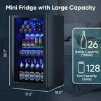 130 Can Mini Fridge With Glass Door