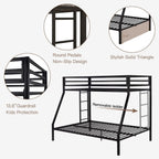 Twin Over Full Metal Loft Bunk Bed with Safety Rail and Ladder