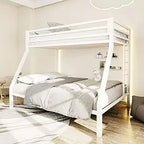 Twin Over Full Metal Loft Bunk Bed with Safety Rail and Ladder
