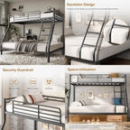 Twin Over Full Metal Bunk Beds with Ladder and Guardrail
