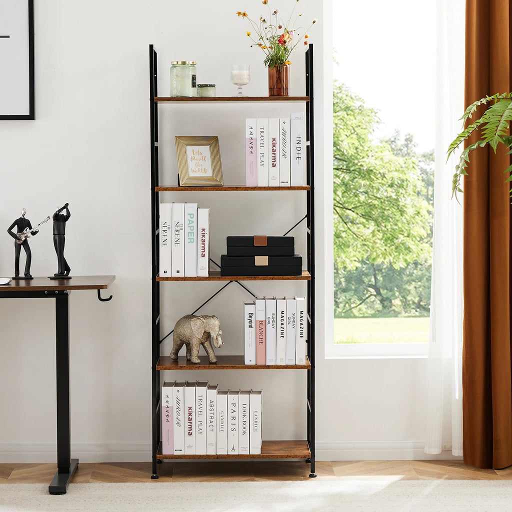 JHK 5 Tier Bookcase Bookshelf