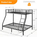 Twin Over Full Metal Bunk Beds with Ladder and Guardrail