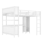 Metal Loft Bed with Wardrobe And L-shaped Desk